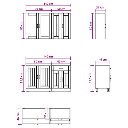 vidaXL Kitchen Unit LUCCA 4 pcs Black Engineered Wood