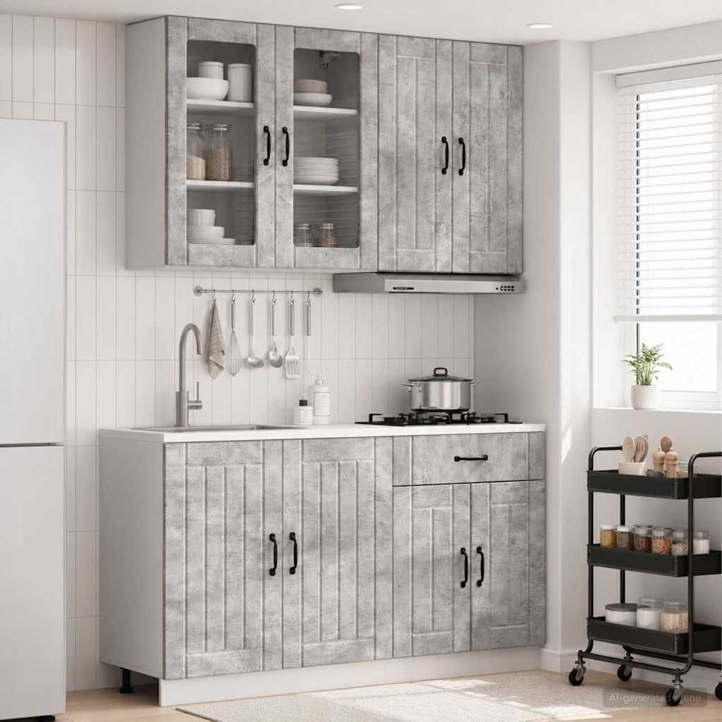 vidaXL Kitchen Unit LUCCA 4 pcs Concrete Grey Engineered Wood