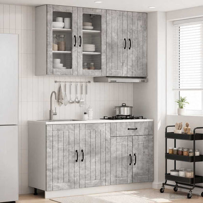 vidaXL Kitchen Unit LUCCA 4 pcs Concrete Grey Engineered Wood