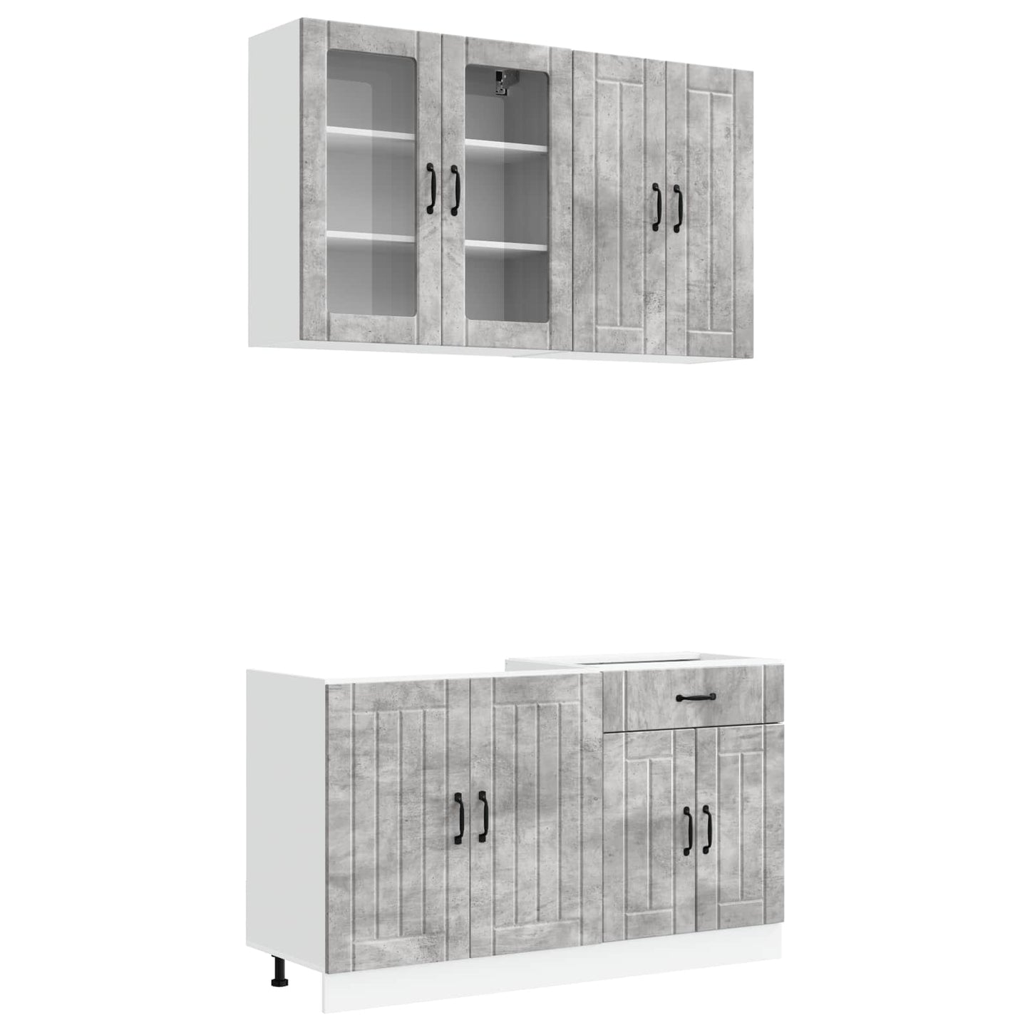 vidaXL Kitchen Unit LUCCA 4 pcs Concrete Grey Engineered Wood