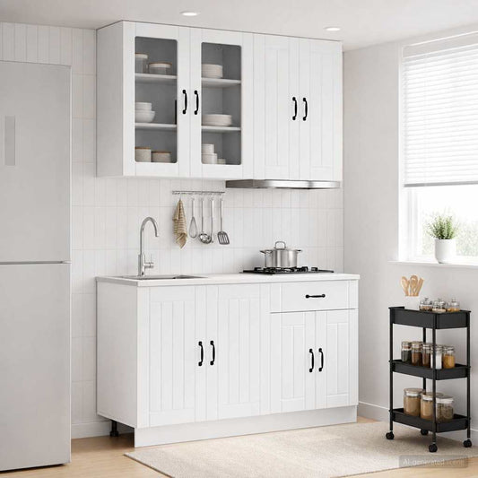 vidaXL Kitchen Unit LUCCA 4 pcs High Gloss White Engineered Wood