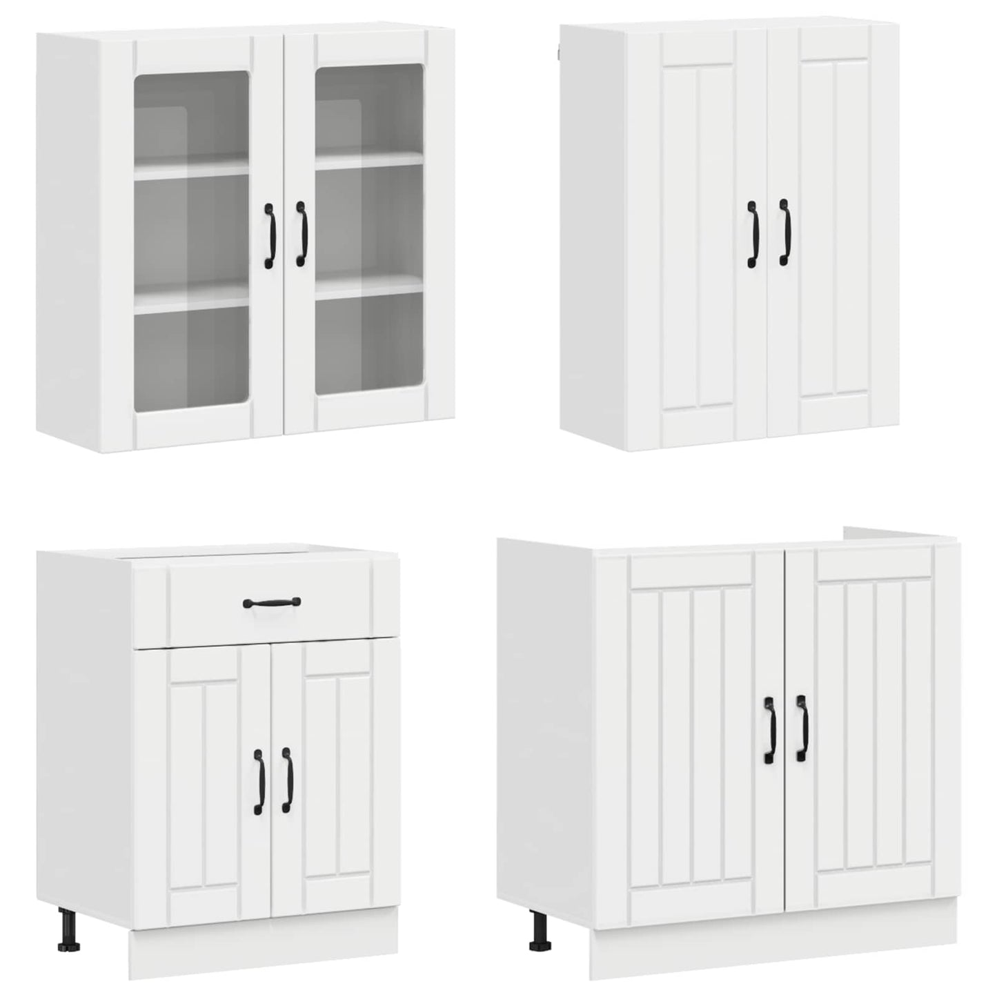 vidaXL Kitchen Unit LUCCA 4 pcs High Gloss White Engineered Wood
