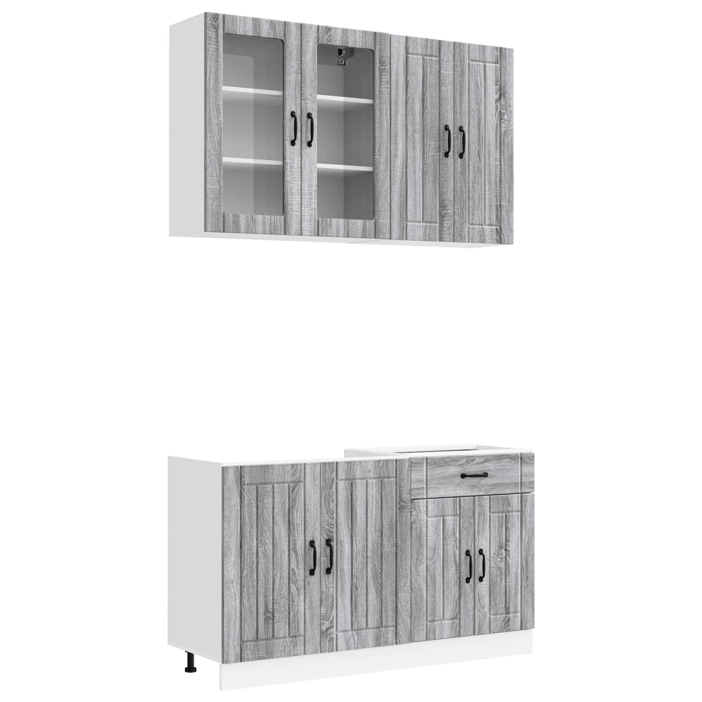 vidaXL Kitchen Unit LUCCA 4 pcs Grey Sonoma Engineered Wood