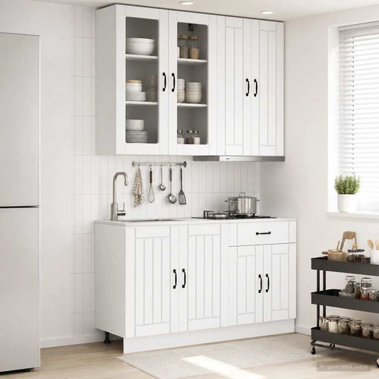 vidaXL Kitchen Unit LUCCA 4 pcs White Engineered Wood