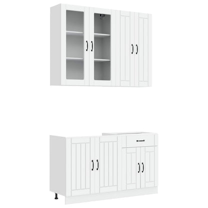 vidaXL Kitchen Unit LUCCA 4 pcs White Engineered Wood