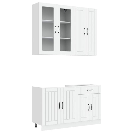 vidaXL Kitchen Unit LUCCA 4 pcs White Engineered Wood