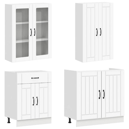 vidaXL Kitchen Unit LUCCA 4 pcs White Engineered Wood
