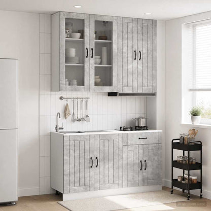 vidaXL Kitchen Unit LUCCA 4 pcs Concrete Grey Engineered Wood