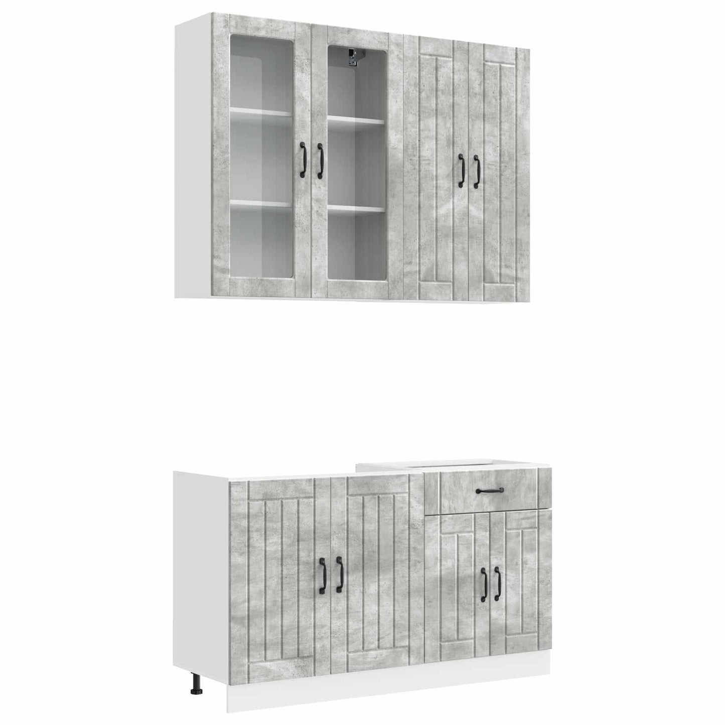 vidaXL Kitchen Unit LUCCA 4 pcs Concrete Grey Engineered Wood