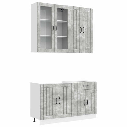 vidaXL Kitchen Unit LUCCA 4 pcs Concrete Grey Engineered Wood