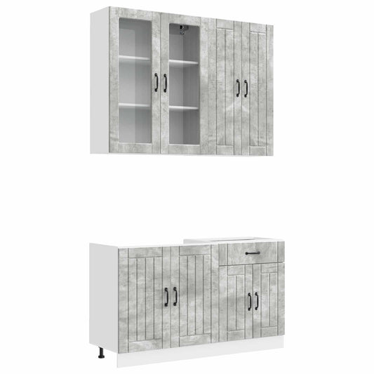 vidaXL Kitchen Unit LUCCA 4 pcs Concrete Grey Engineered Wood