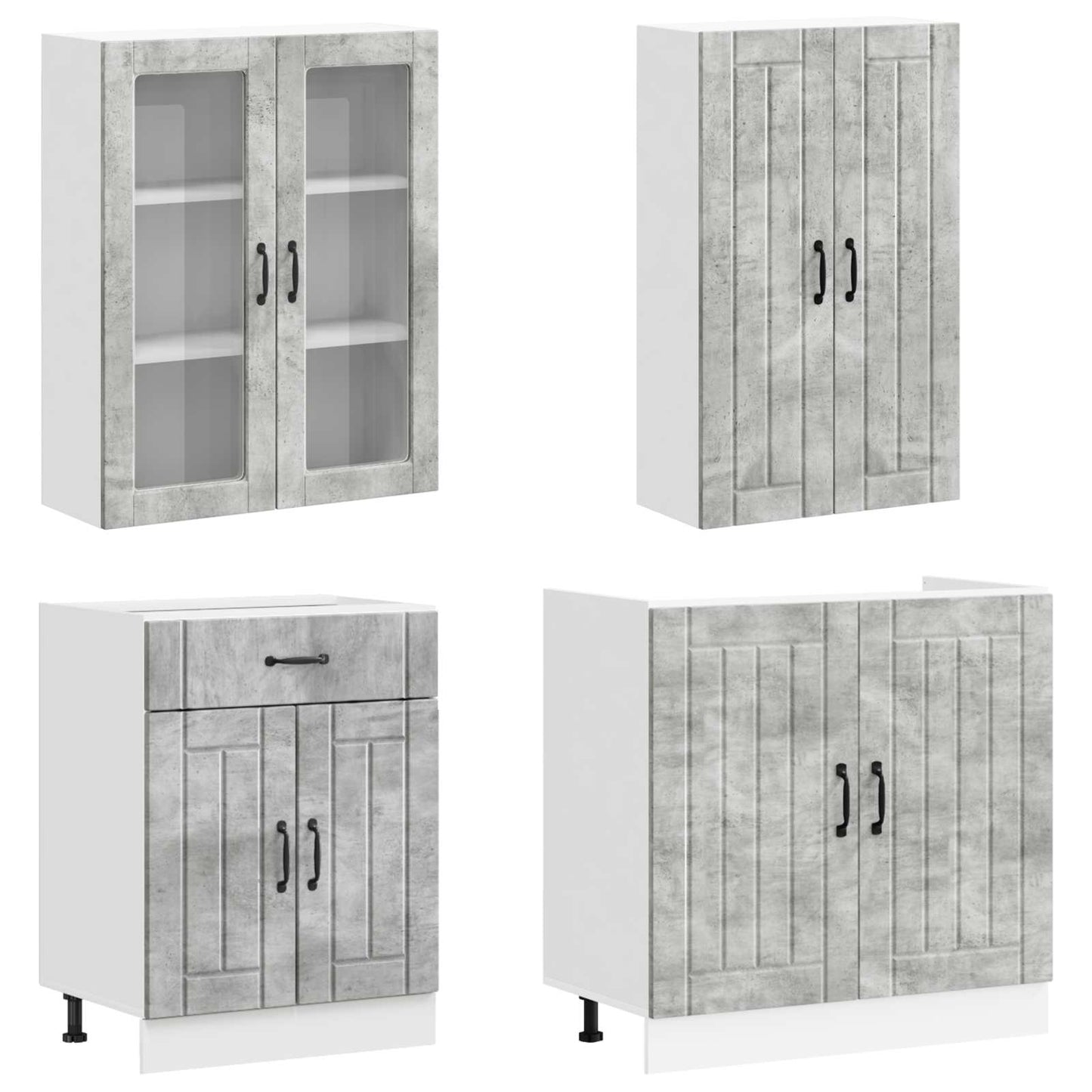 vidaXL Kitchen Unit LUCCA 4 pcs Concrete Grey Engineered Wood