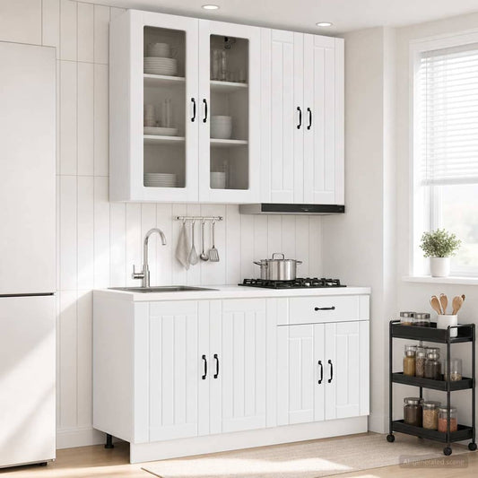vidaXL Kitchen Unit LUCCA 4 pcs High Gloss White Engineered Wood
