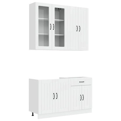 vidaXL Kitchen Unit LUCCA 4 pcs High Gloss White Engineered Wood