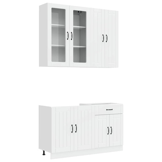 vidaXL Kitchen Unit LUCCA 4 pcs High Gloss White Engineered Wood