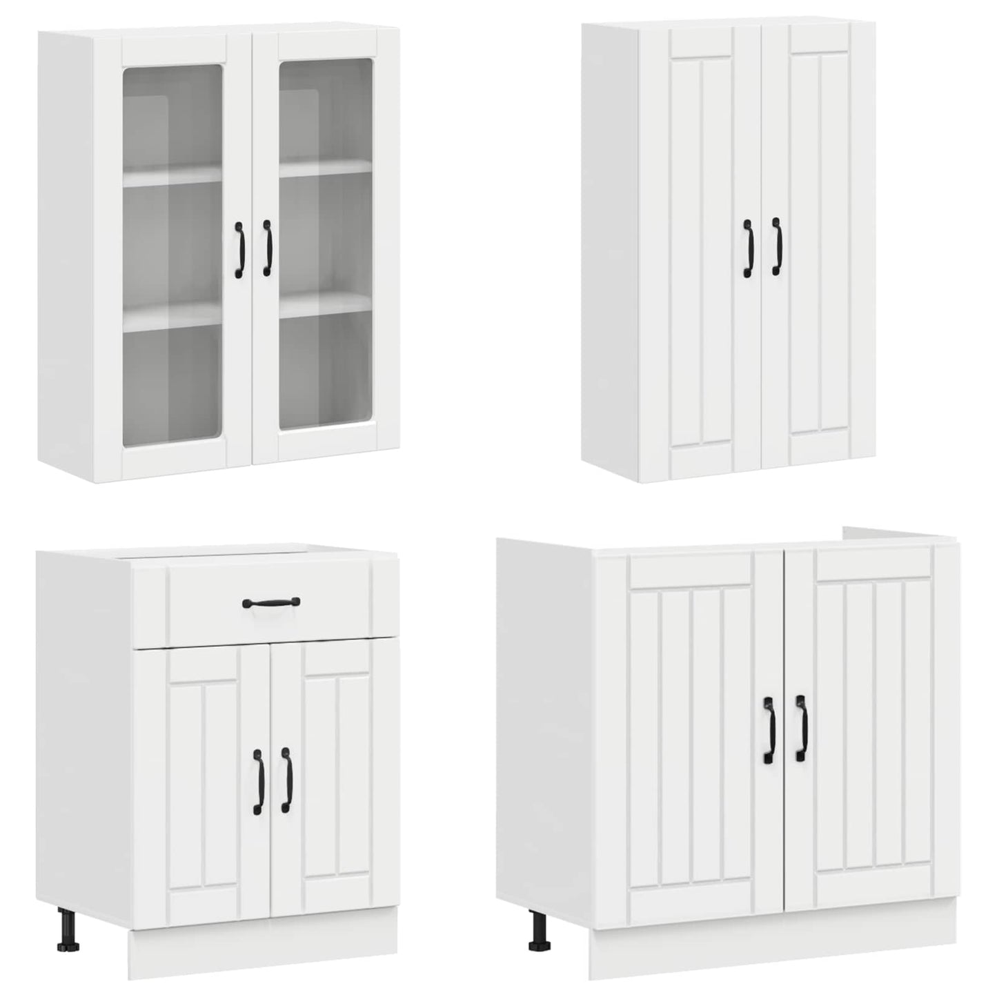 vidaXL Kitchen Unit LUCCA 4 pcs High Gloss White Engineered Wood