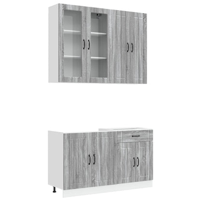 vidaXL Kitchen Unit LUCCA 4 pcs Grey Sonoma Engineered Wood