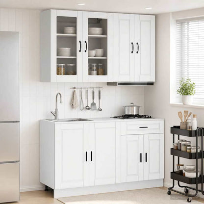 vidaXL Kitchen Unit PORTO 4 pcs White Engineered Wood