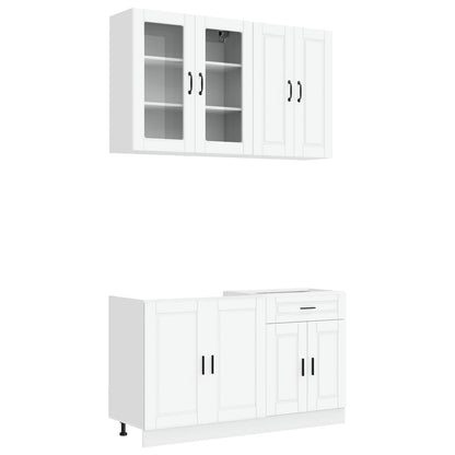 vidaXL Kitchen Unit PORTO 4 pcs White Engineered Wood