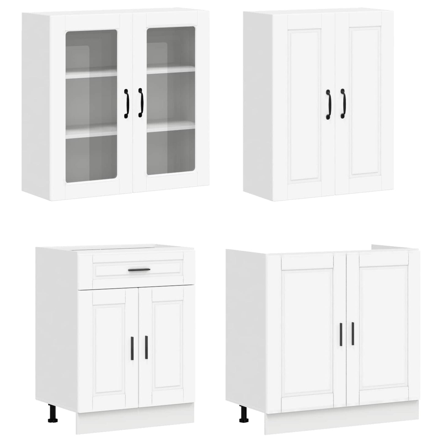 vidaXL Kitchen Unit PORTO 4 pcs White Engineered Wood