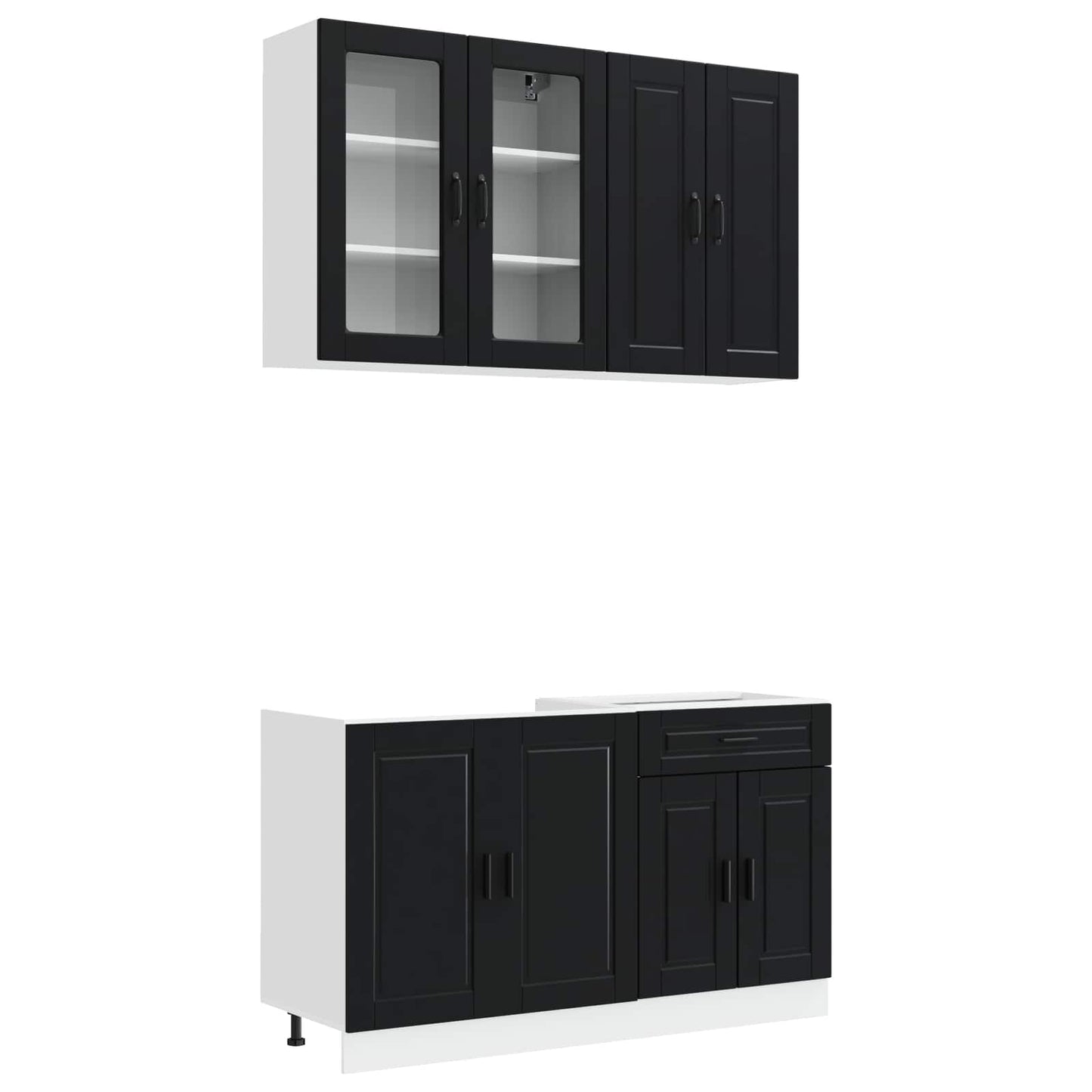 vidaXL Kitchen Unit PORTO 4 pcs Black Engineered Wood