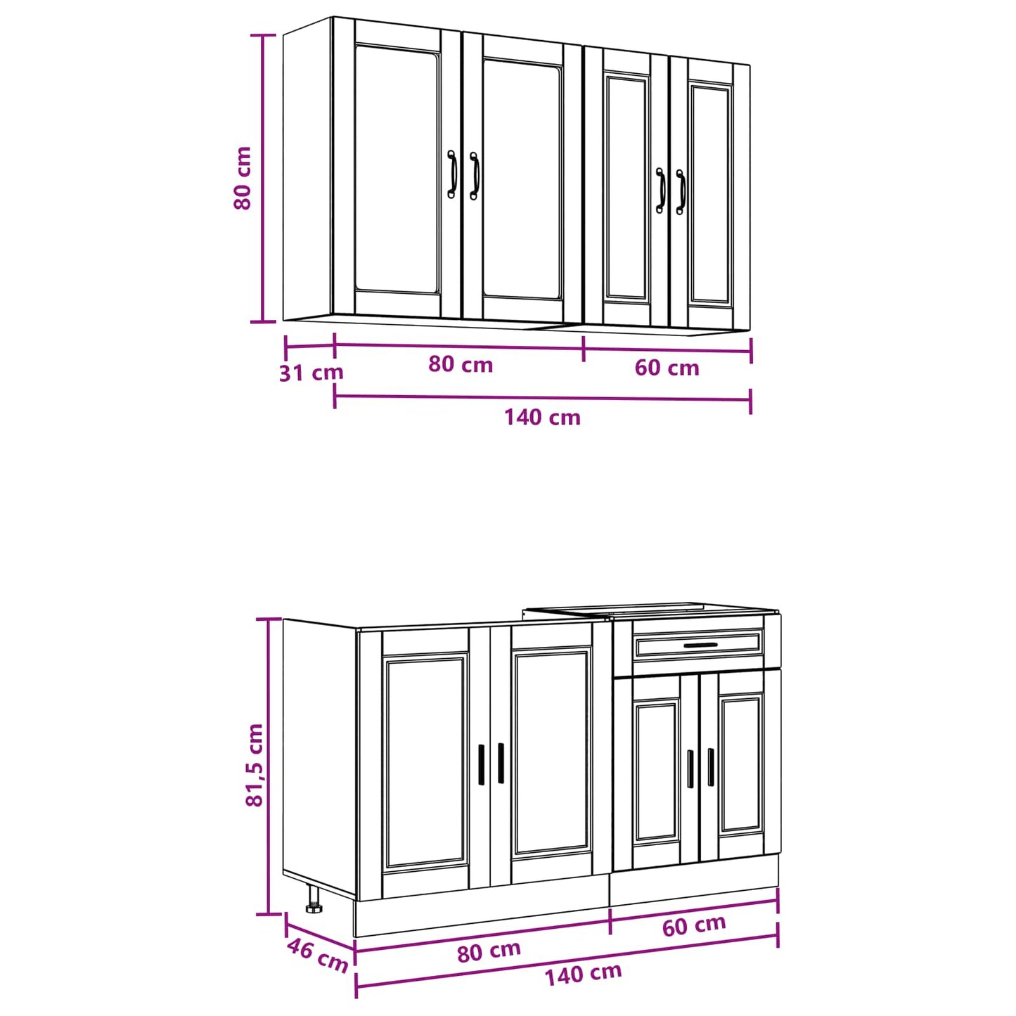 vidaXL Kitchen Unit PORTO 4 pcs Sonoma Oak Engineered Wood