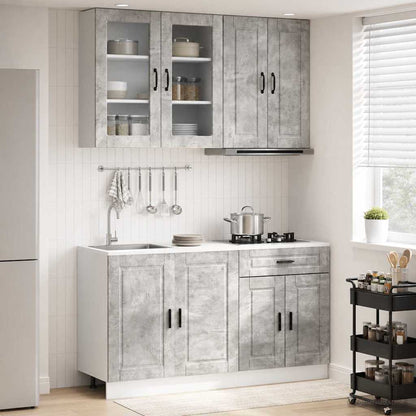 vidaXL Kitchen Unit PORTO 4 pcs Concrete Grey Engineered Wood