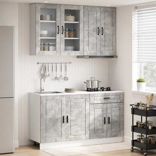 vidaXL Kitchen Unit PORTO 4 pcs Concrete Grey Engineered Wood