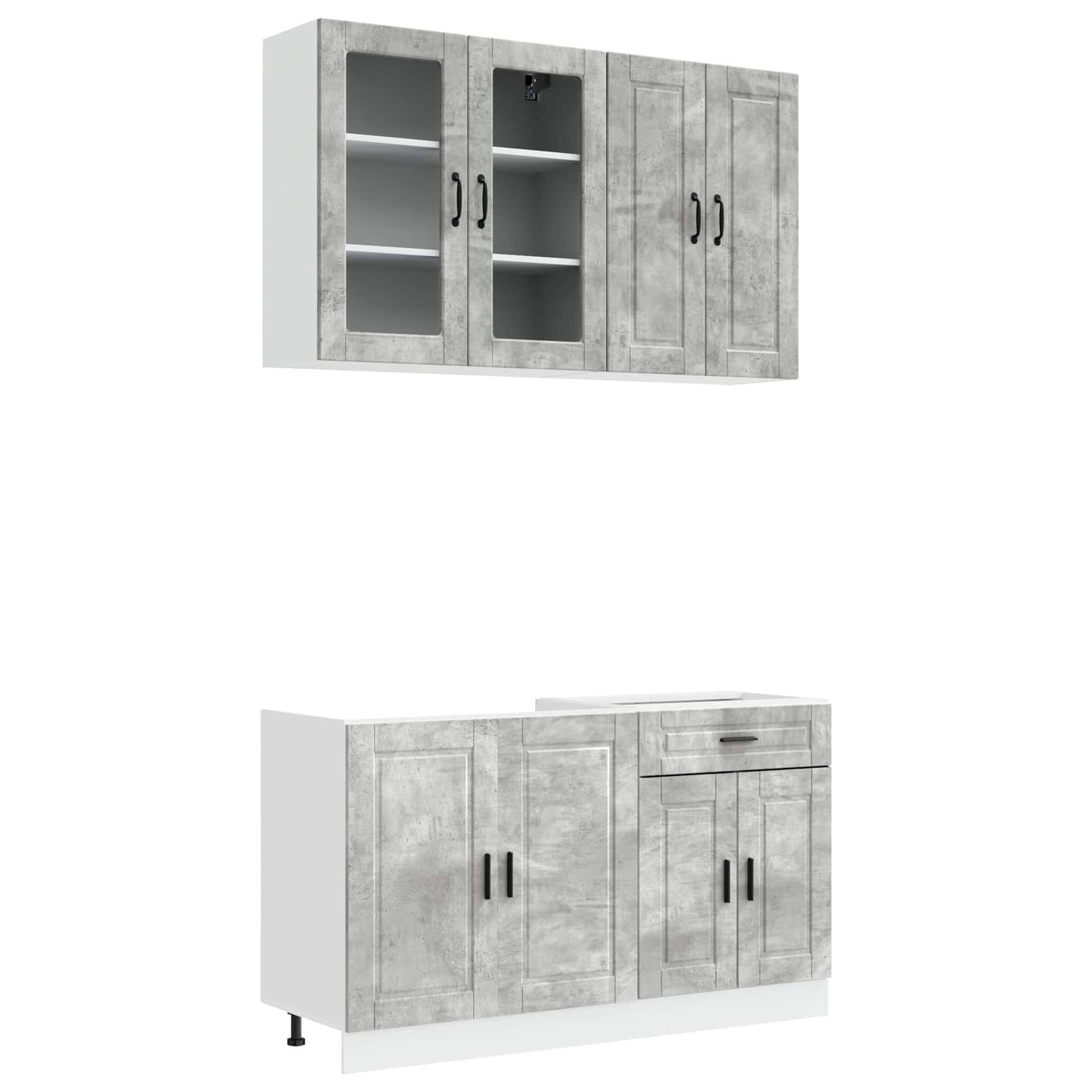 vidaXL Kitchen Unit PORTO 4 pcs Concrete Grey Engineered Wood