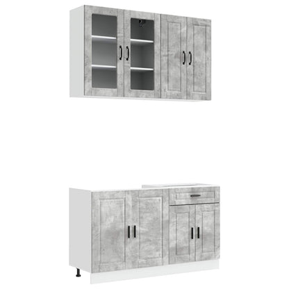 vidaXL Kitchen Unit PORTO 4 pcs Concrete Grey Engineered Wood