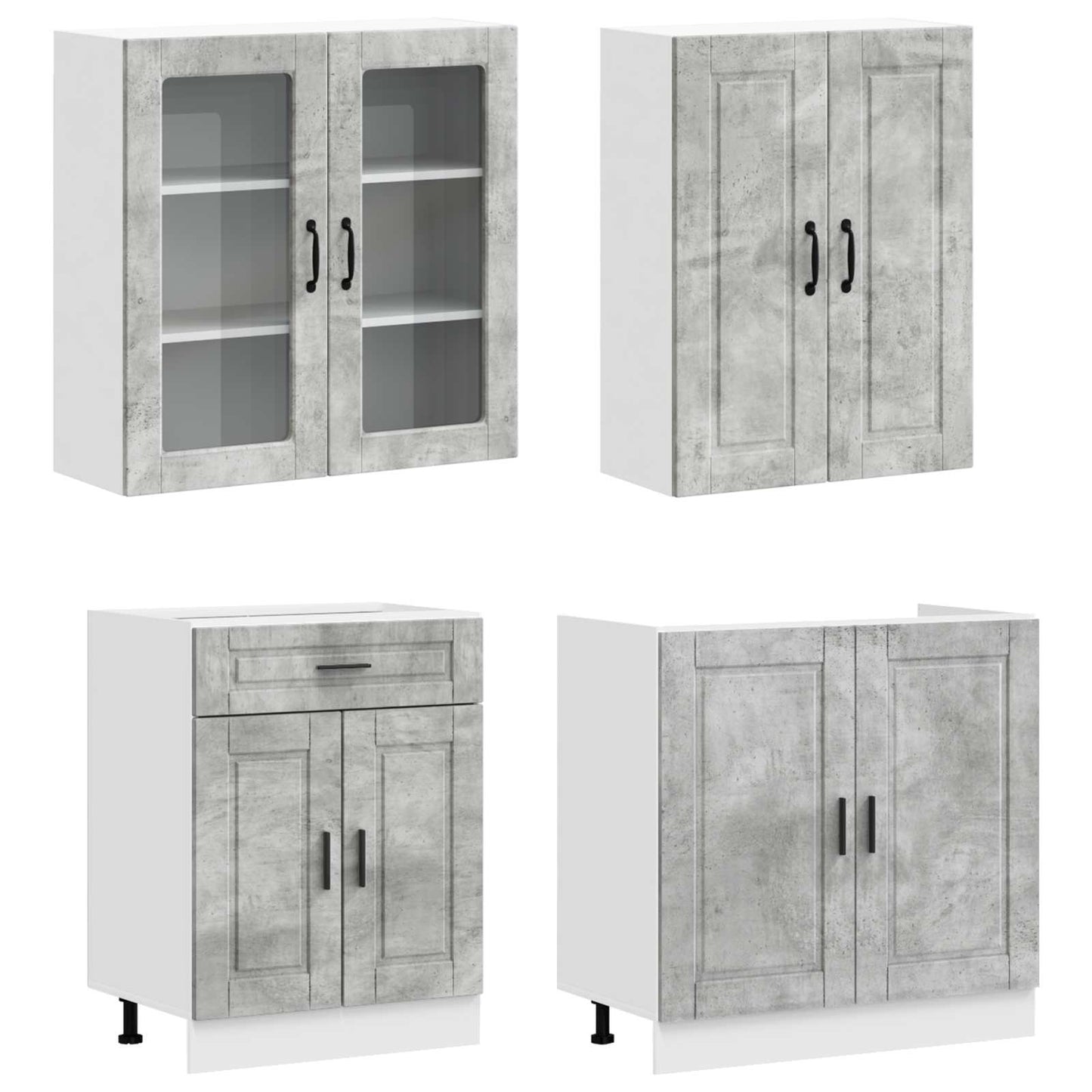 vidaXL Kitchen Unit PORTO 4 pcs Concrete Grey Engineered Wood