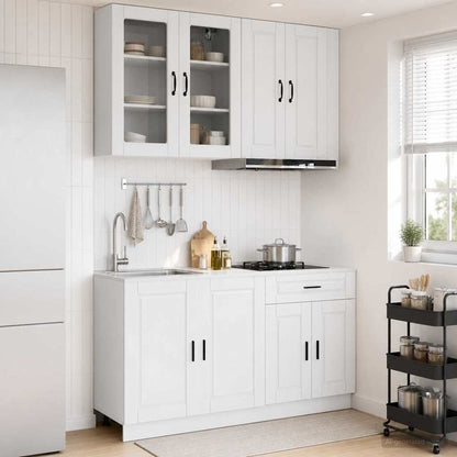 vidaXL Kitchen Unit PORTO 4 pcs High Gloss White Engineered Wood