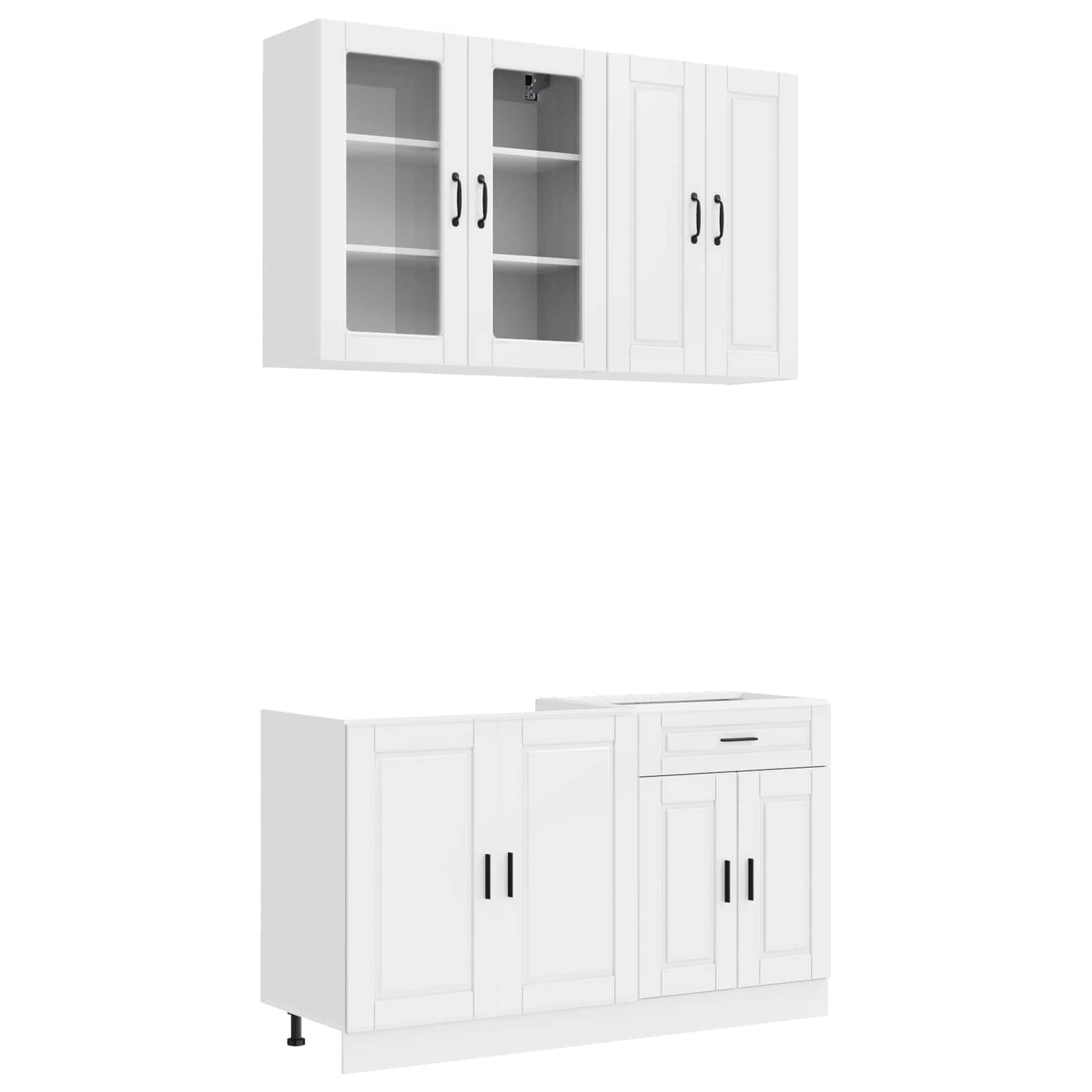 vidaXL Kitchen Unit PORTO 4 pcs High Gloss White Engineered Wood