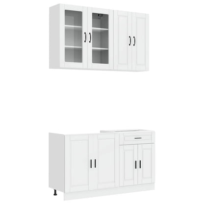 vidaXL Kitchen Unit PORTO 4 pcs High Gloss White Engineered Wood