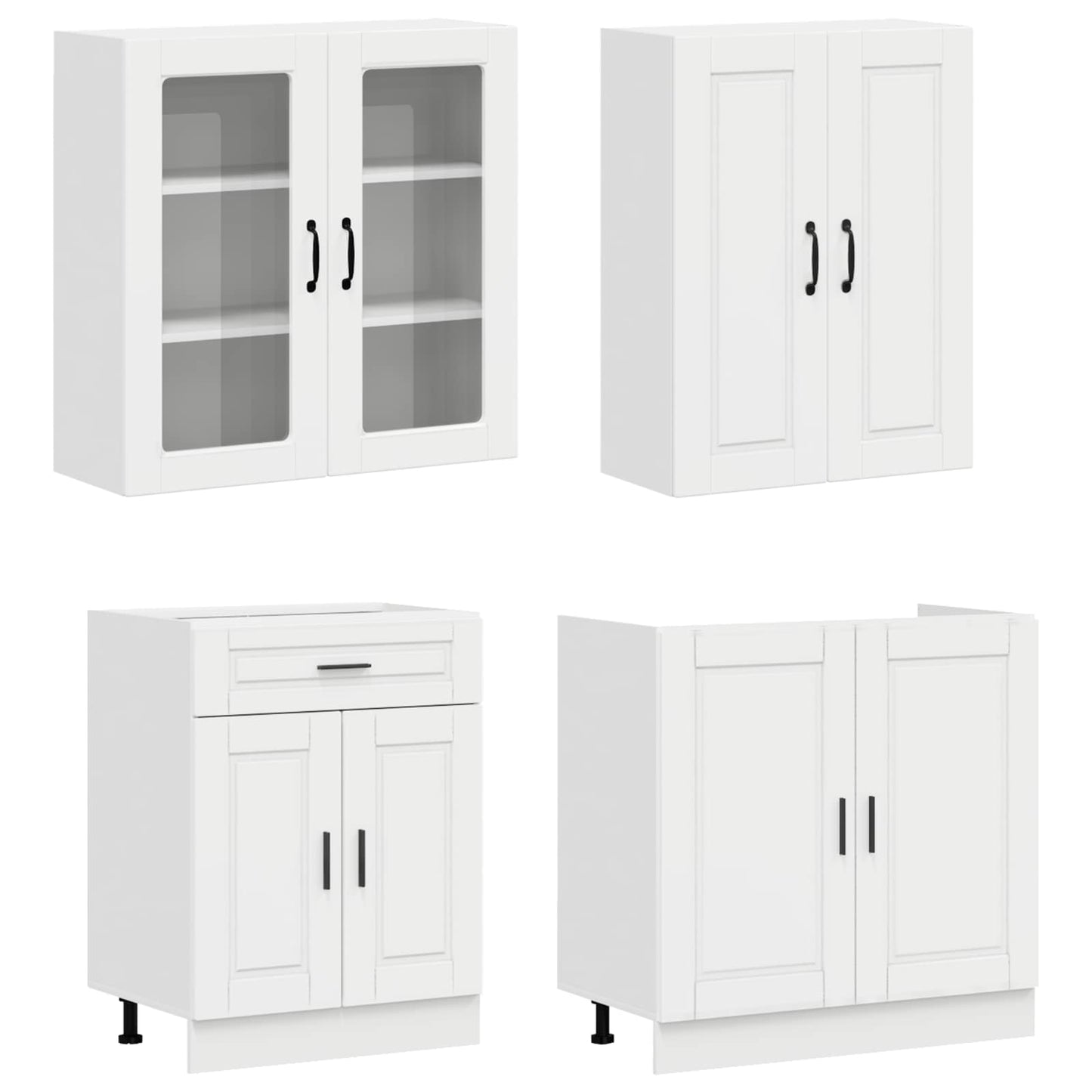 vidaXL Kitchen Unit PORTO 4 pcs High Gloss White Engineered Wood