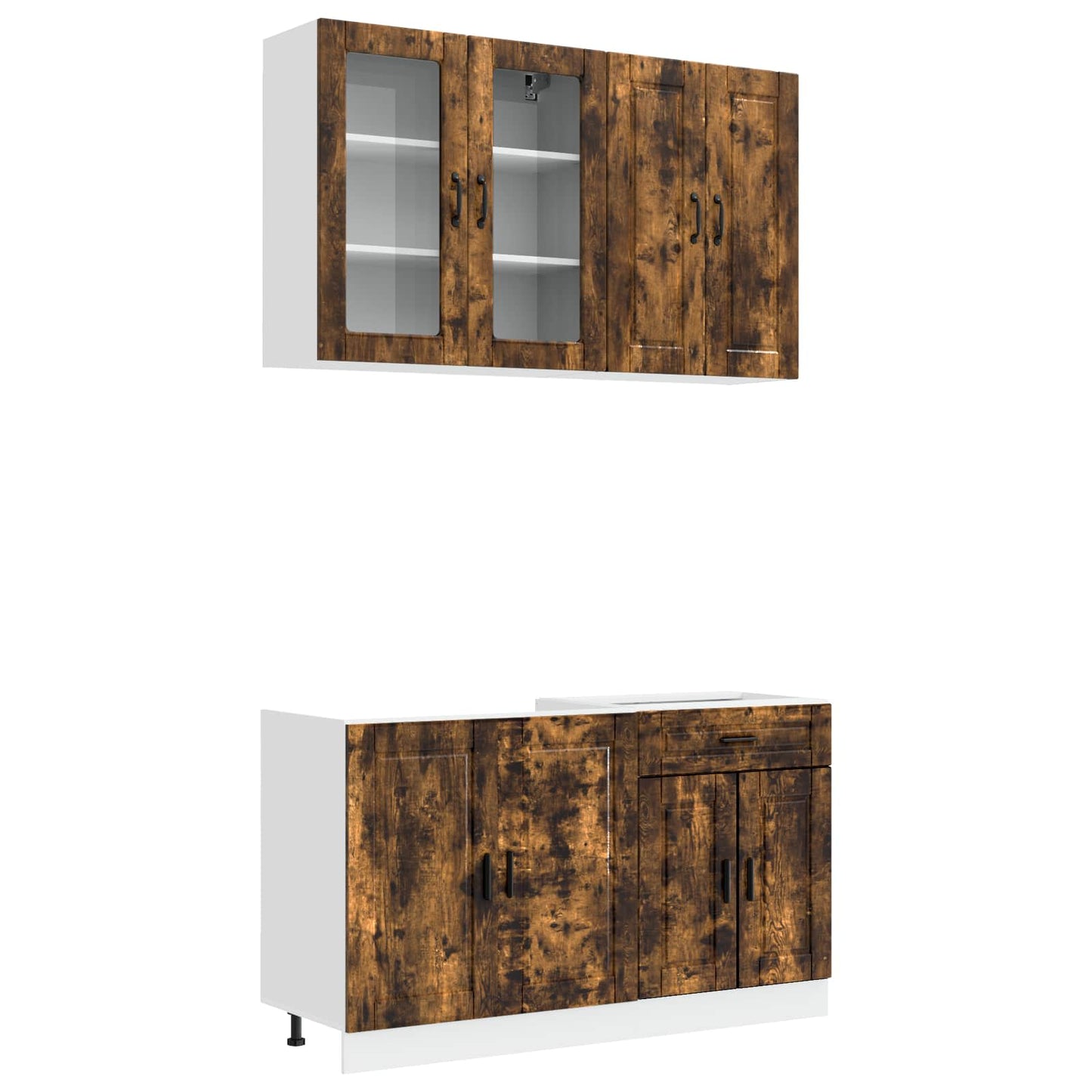 vidaXL Kitchen Unit PORTO 4 pcs Smoked Oak Engineered Wood