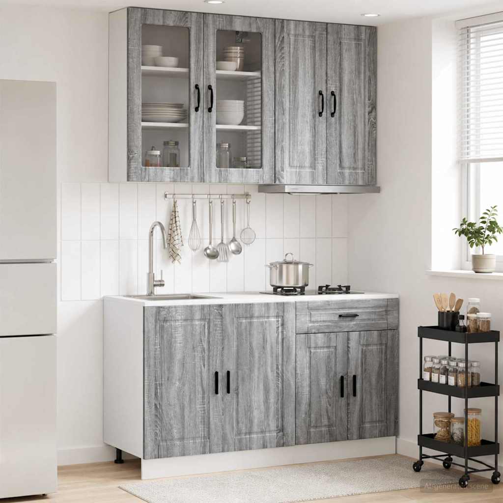vidaXL Kitchen Unit PORTO 4 pcs Grey Sonoma Engineered Wood