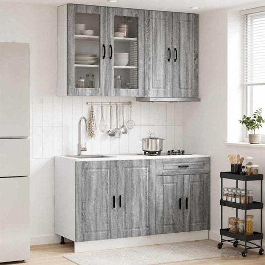 vidaXL Kitchen Unit PORTO 4 pcs Grey Sonoma Engineered Wood