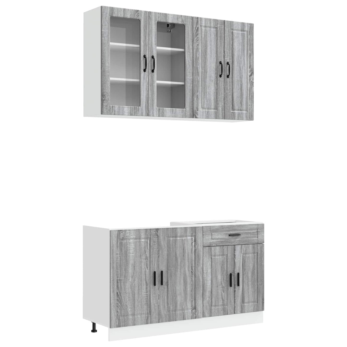 vidaXL Kitchen Unit PORTO 4 pcs Grey Sonoma Engineered Wood