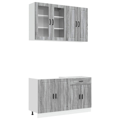 vidaXL Kitchen Unit PORTO 4 pcs Grey Sonoma Engineered Wood