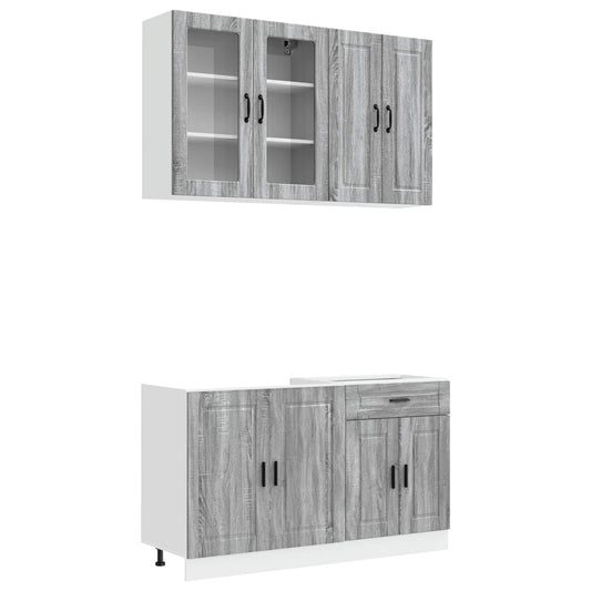 vidaXL Kitchen Unit PORTO 4 pcs Grey Sonoma Engineered Wood