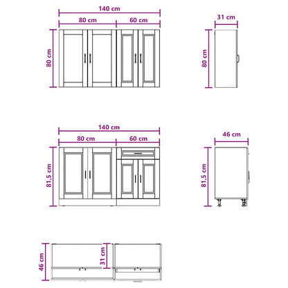 vidaXL Kitchen Unit PORTO 4 pcs Grey Sonoma Engineered Wood