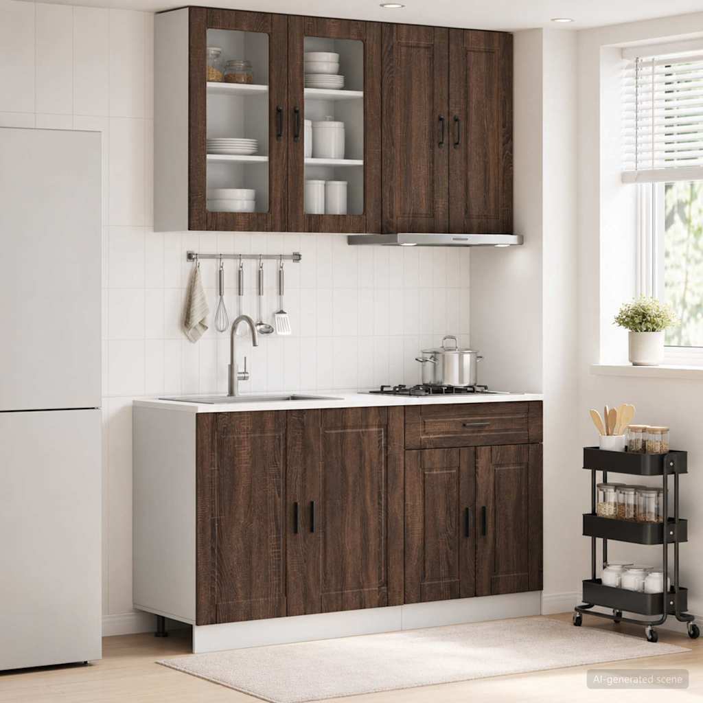 vidaXL Kitchen Unit PORTO 4 pcs Brown Oak Engineered Wood