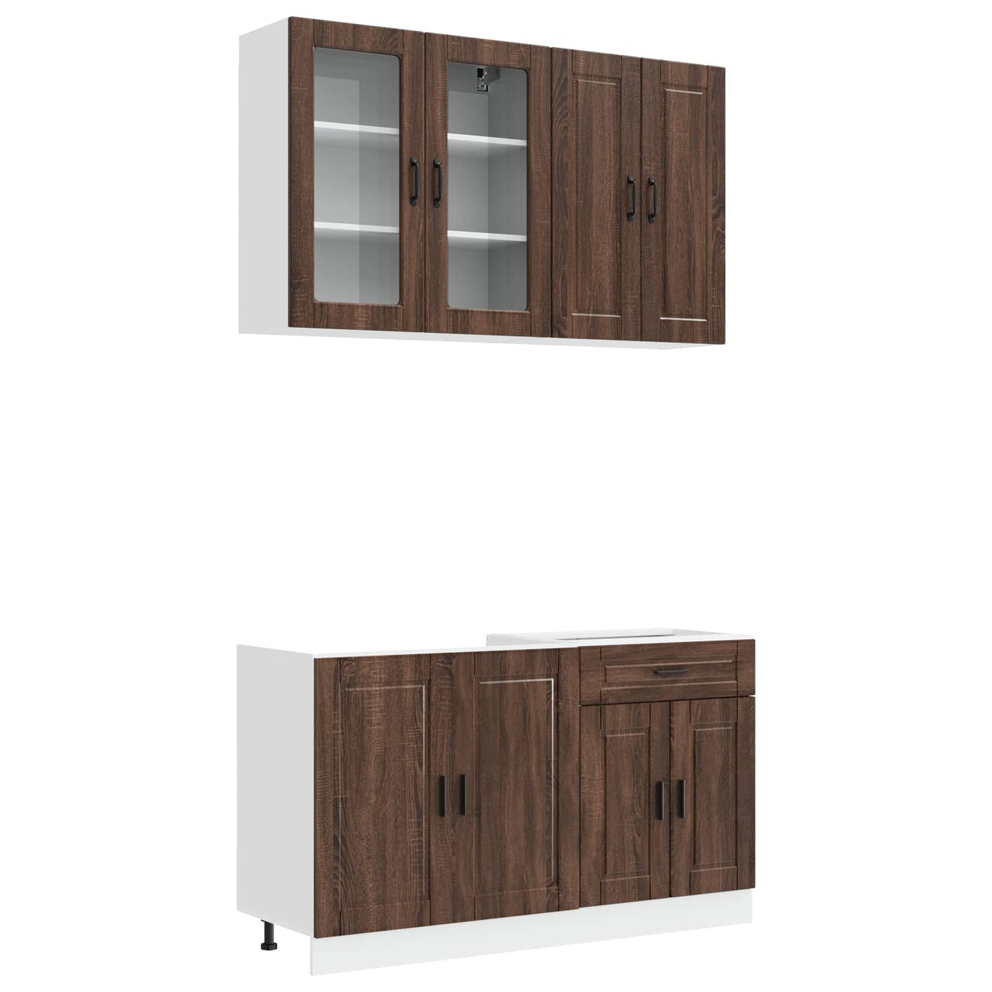 vidaXL Kitchen Unit PORTO 4 pcs Brown Oak Engineered Wood