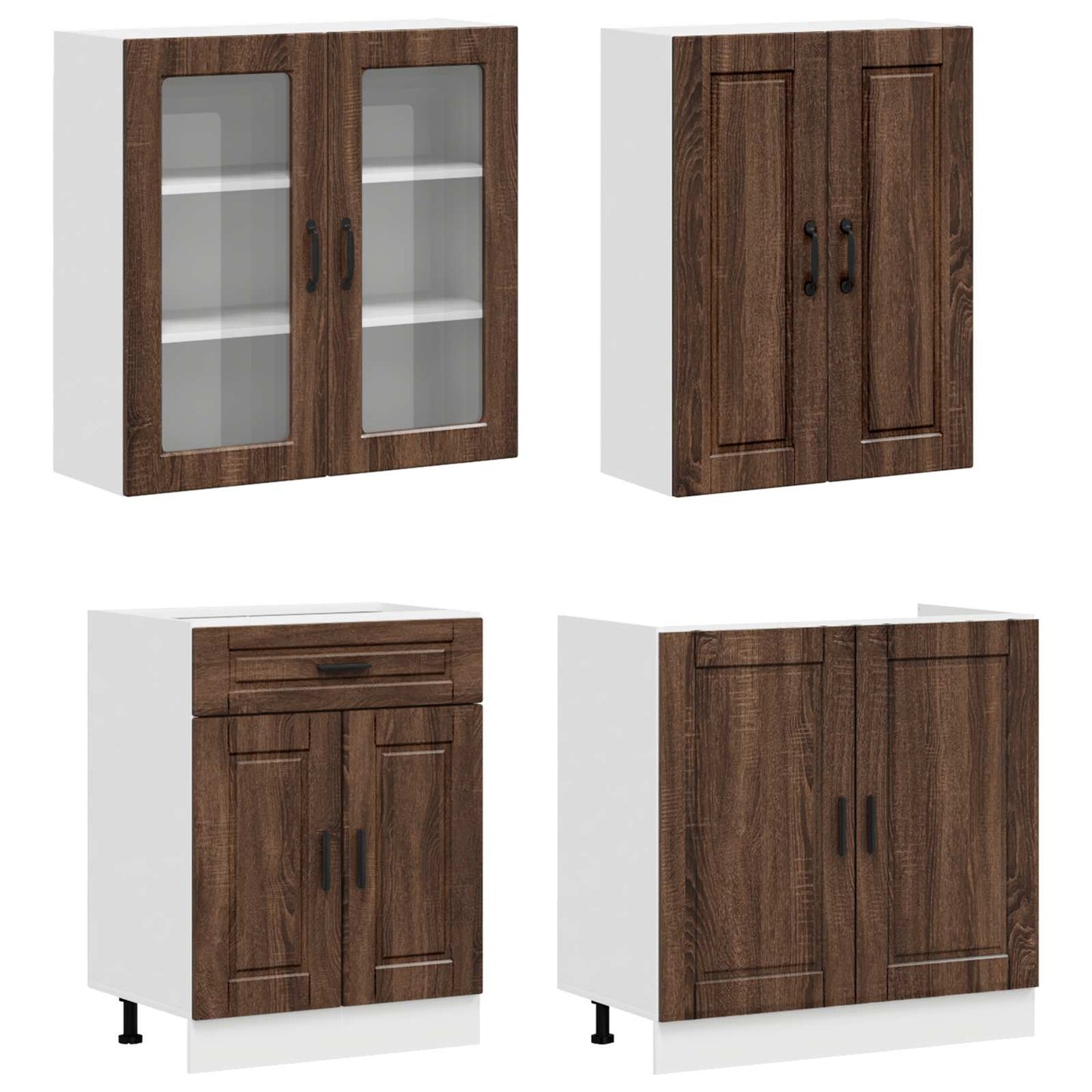 vidaXL Kitchen Unit PORTO 4 pcs Brown Oak Engineered Wood