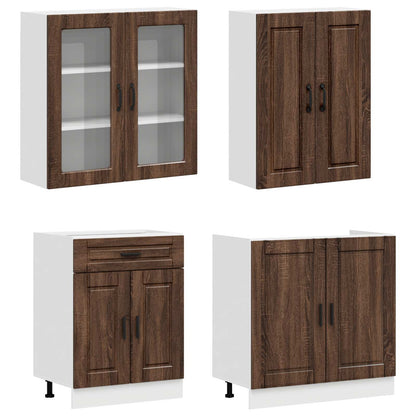 vidaXL Kitchen Unit PORTO 4 pcs Brown Oak Engineered Wood