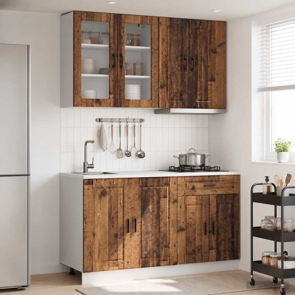 vidaXL Kitchen Unit PORTO 4 pcs Old Wood Engineered Wood