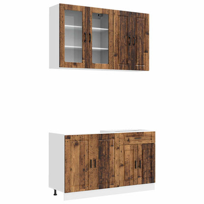vidaXL Kitchen Unit PORTO 4 pcs Old Wood Engineered Wood