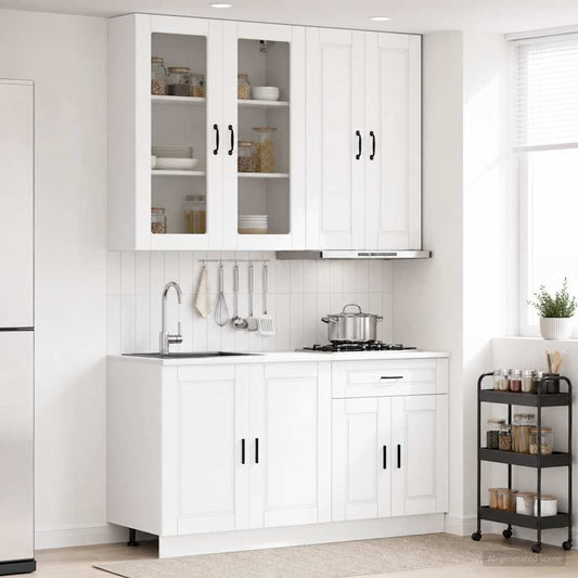 vidaXL Kitchen Unit PORTO 4 pcs White Engineered Wood