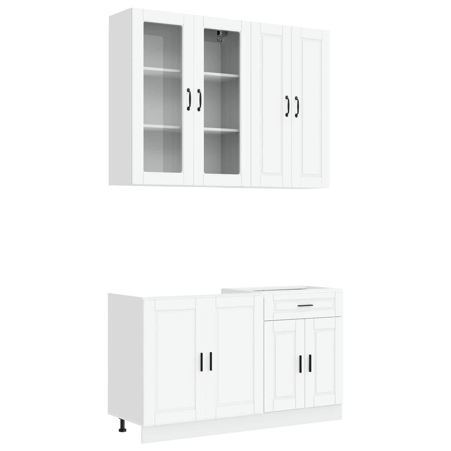 vidaXL Kitchen Unit PORTO 4 pcs White Engineered Wood